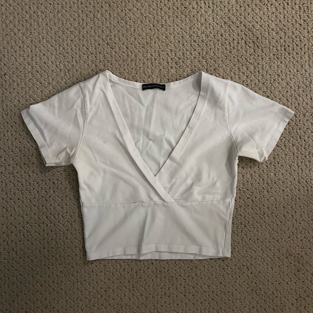 Brandy Melville White Wrap Crop Top